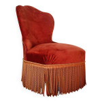 Fauteuil crapaud velours rouge franges Fauteuil crapaud velours rouge franges