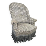 Fauteuil crapaud vintage en tissu gris