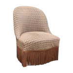 Fauteuil crapaud vintage en velours chocolat