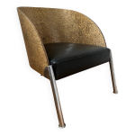 Fauteuil cuir et bois exotique d après starck Fauteuil cuir et bois exotique d après starck