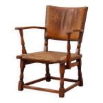 Fauteuil en cuir et chne par theo ruth pour artifort, pays - bas, annes 1940