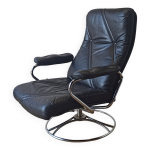 Fauteuil en cuir design scandinave années 70 Fauteuil en cuir design scandinave années 70