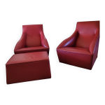 Fauteuils cuir doda molteni et pouf Fauteuils cuir doda molteni et pouf