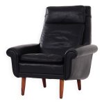 Fauteuil en cuir noir, design danois, années 1970, production : danemark Fauteuil en cuir noir, design danois, années 1970, production : danemark