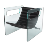Fauteuil en cuir noir par giovanni tommaso garattoni italie verre et cuir noir Fauteuil en cuir noir par giovanni tommaso garattoni italie verre et cuir noir