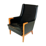 Fauteuil en cuir patiné, suède, 1960 Fauteuil en cuir patiné, suède, 1960