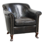 Fauteuil en cuir de vache noir Fauteuil en cuir de vache noir