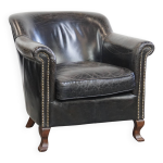 Fauteuil en cuir de vachette grainé noir Fauteuil en cuir de vachette grainé noir