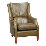 Fauteuil en cuir de vachette vert olive Fauteuil en cuir de vachette vert olive
