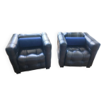 Fauteuils cuir veau vintage art deco