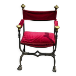 Fauteuil curule en fer et bronze dans le style du xviime sicle poque xxme - fauteuil en x