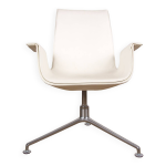 Fauteuil danois, cuir blanc + acier chromé, modèle fk 6725 ou « tulip chair » , preben fabricius / knoll ... Fauteuil danois, cuir blanc + acier chromé, modèle fk 6725 ou « tulip chair » , preben fabricius / knoll ...