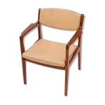 Fauteuil danois moderne en teck et cuir par erik buck pour rum mbelfabrik