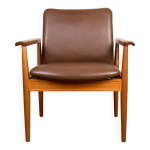Fauteuil danois en teck et cuir modle 209  diplomat  par finn juhl 1960.