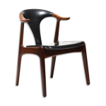 Fauteuil danois en teck et cuir par h. p. hansen