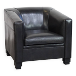 Fauteuil design art dco noir trs confortable, en cuir de mouton