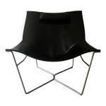 Fauteuil design semana en cuir noir et acier par d. weeks, ed. limite 1980