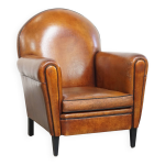 Fauteuil design vintage en cuir de mouton de style art dco