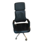 Fauteuil de direction en cuir noir - silver interstuhl