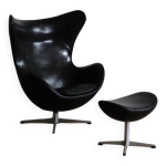 Fauteuil egg avec ottoman, cration d'arne jacobsen pour fritz hansen, danemark, 1963