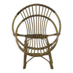Fauteuil enfant coquille rotin / bambou vintage