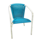 Fauteuil enfant en mtal blanc et scoubidou bleuturquoise
