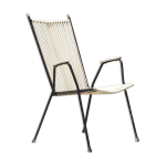 Fauteuil fer forgé, laiton & scoubidou, france 1950s Fauteuil fer forgé, laiton & scoubidou, france 1950s