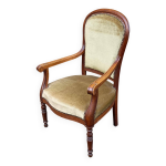 Fauteuil imp�rial en ch�ne et velours beige du 19�me si�cle