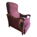 Fauteuil inclinable style louis xv en velours et merisier