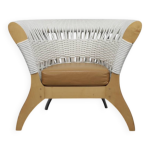Fauteuil italien fabriqu  la main par driade en bois, corde et cuir, italie, annes 1990