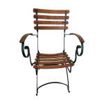 Fauteuil pour jardin d'hiver ou véranda, début 20éme teck et fer forgé Fauteuil pour jardin d'hiver ou véranda, début 20éme teck et fer forgé