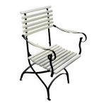 Fauteuil de jardin pliant vintage en fer forgé 1930 Fauteuil de jardin pliant vintage en fer forgé 1930