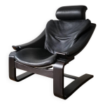 Fauteuil kroken cuir, design ake fribytter, nelo mobelfabrik suède Fauteuil kroken cuir, design ake fribytter, nelo mobelfabrik suède