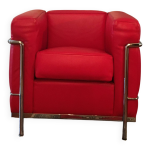 Fauteuil lc2 le corbusier, jeanneret, perriand - cuir rouge - sign�