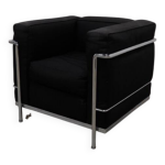 Fauteuil lc2 en tissu noir design le corbusier, pierre jeanneret & charlotte perriand, 60's