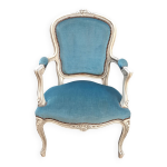 Fauteuil louis xv bleu canard