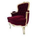 Fauteuil louis xv en bois doré et velours rouge bordeau Fauteuil louis xv en bois doré et velours rouge bordeau