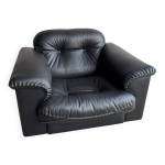 Fauteuil lounge en cuir noir de sede ds - 101 fauteuil suisse artisanal de style mid - century