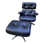Fauteuil lounge et ottoman all black charles eames dition herman miller