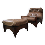 Fauteuil lounge ranger avec ottoman par erik deforce pour gervan belgique, 1970. Fauteuil lounge ranger avec ottoman par erik deforce pour gervan belgique, 1970.