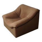 Fauteuil lounge de sede ds46 en cuir de buffle beige / tan, suisse