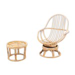 Fauteuil lounge avec table d'appoint vintage en bambou