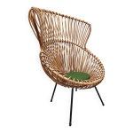 Fauteuil lounge vintage en rotin