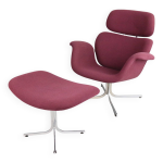 Fauteuil lounge violet pierre paulin big tulip f551 et ottoman, années 1960 Fauteuil lounge violet pierre paulin big tulip f551 et ottoman, années 1960