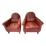 Fauteuils modèle lyra en cuir par renzo frau pour poltrona frau, 1930s, set de 2 Fauteuils modèle lyra en cuir par renzo frau pour poltrona frau, 1930s, set de 2