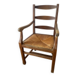 Fauteuil merisier et paille