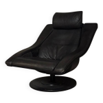 Fauteuil mid - century en cuir noir nelo sweden