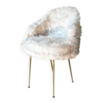 Fauteuil moumoute blanc ivoire, 1970 Fauteuil moumoute blanc ivoire, 1970