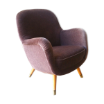Fauteuil oeuf egg des annes 50 - 60 en velours marron