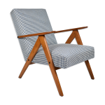 Fauteuil original vintage 60s, �dition var, enti�rement restaur�, tissu de poule, �l�gant